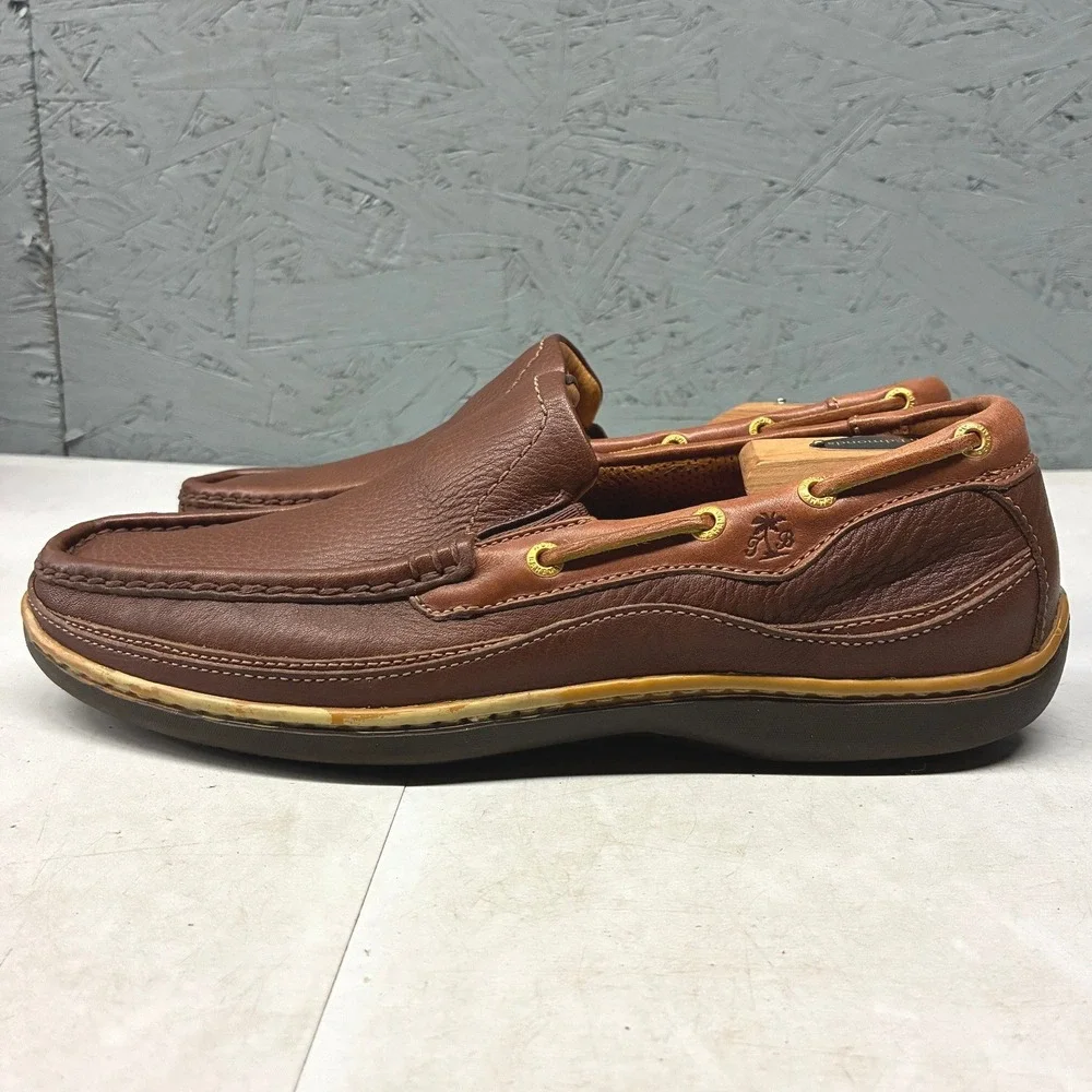 Tommy Bahama Rum Cay Slip On Loafers Mens 9.5 Brown Leather Driving Shoes Mocs